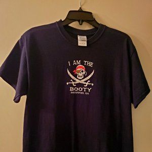 Ladies Black Pirate Themed T-shirt, Gildan, Blk, M